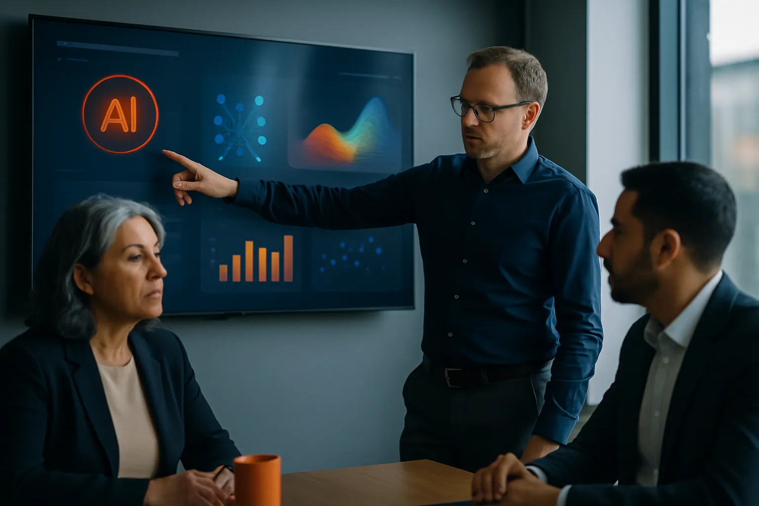 AI engineer and business stakeholders reviewing model results