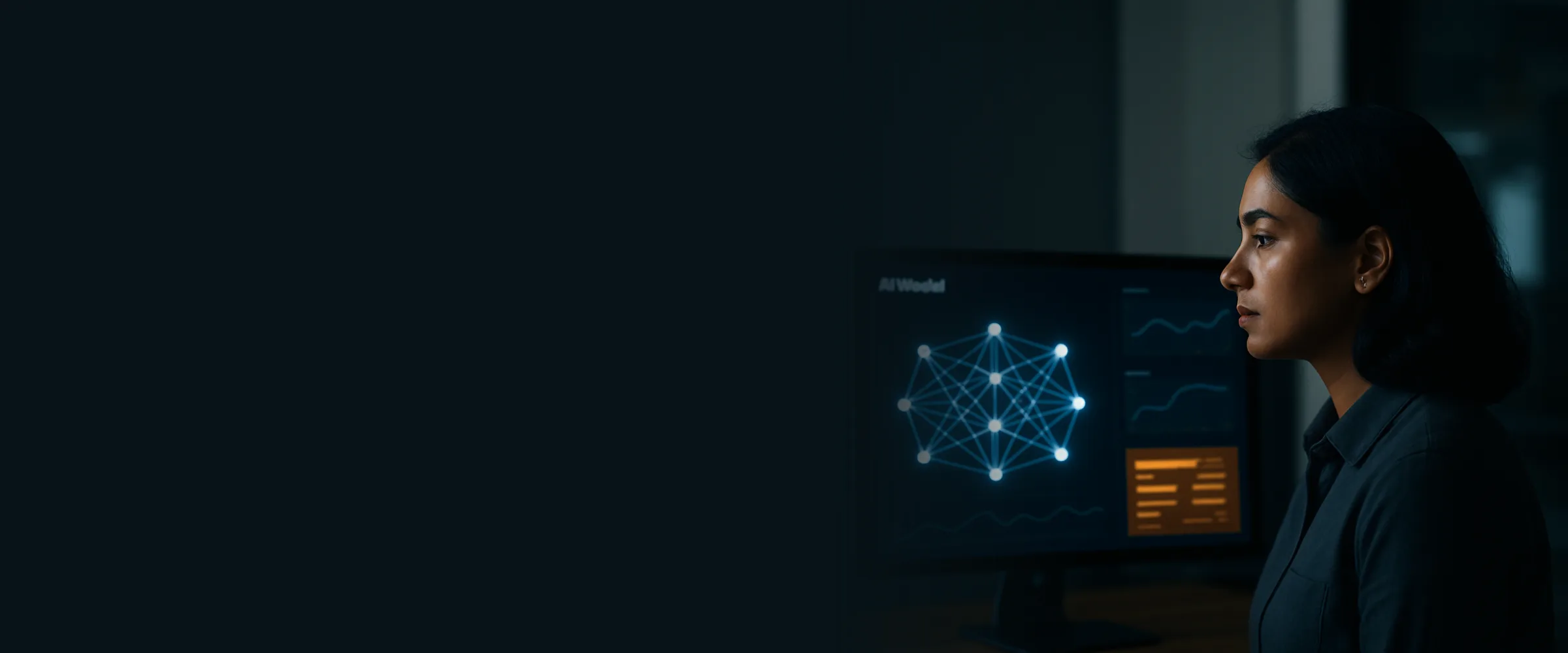 AI engineer reviewing a model evaluation dashboard